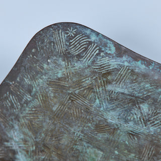 Brutalist Patinated Bronze Footed Bowl
