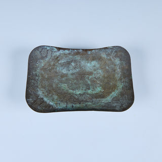 Brutalist Patinated Bronze Footed Bowl