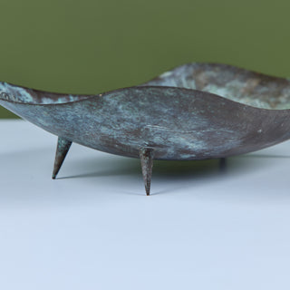 Brutalist Patinated Bronze Footed Bowl