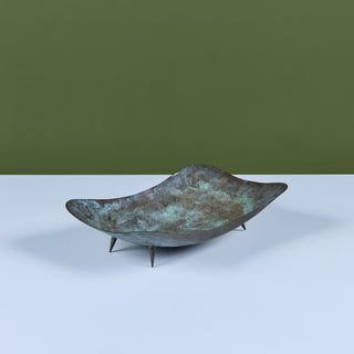Brutalist Patinated Bronze Footed Bowl