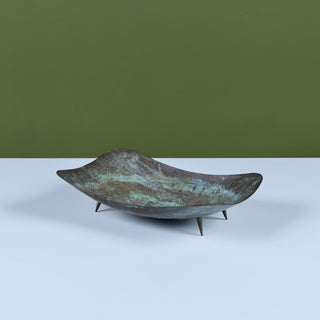 Brutalist Patinated Bronze Footed Bowl