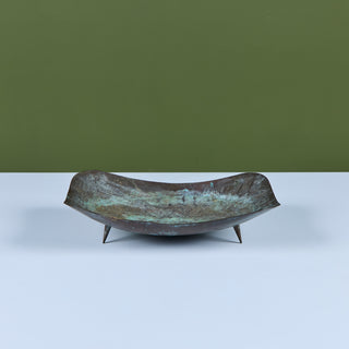 Brutalist Patinated Bronze Footed Bowl
