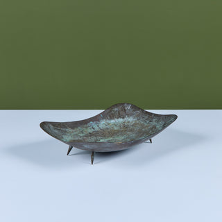 Brutalist Patinated Bronze Footed Bowl
