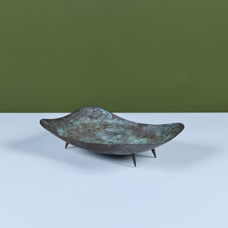 Brutalist Patinated Bronze Footed Bowl