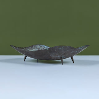Brutalist Patinated Bronze Footed Bowl
