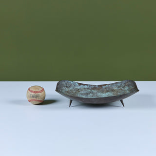 Brutalist Patinated Bronze Footed Bowl
