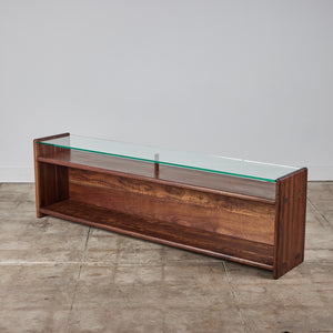 Gerald McCabe Console in Shedua with Glass Top