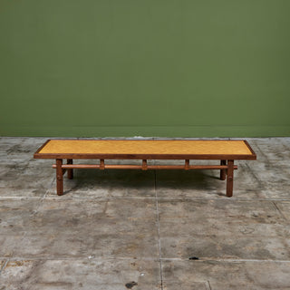 Walnut and Cane Coffee Table in the Style of T.H. Robsjohn Gibbings