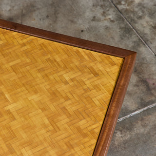 Walnut and Cane Coffee Table in the Style of T.H. Robsjohn Gibbings