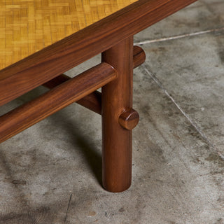 Walnut and Cane Coffee Table in the Style of T.H. Robsjohn Gibbings