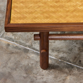 Walnut and Cane Coffee Table in the Style of T.H. Robsjohn Gibbings