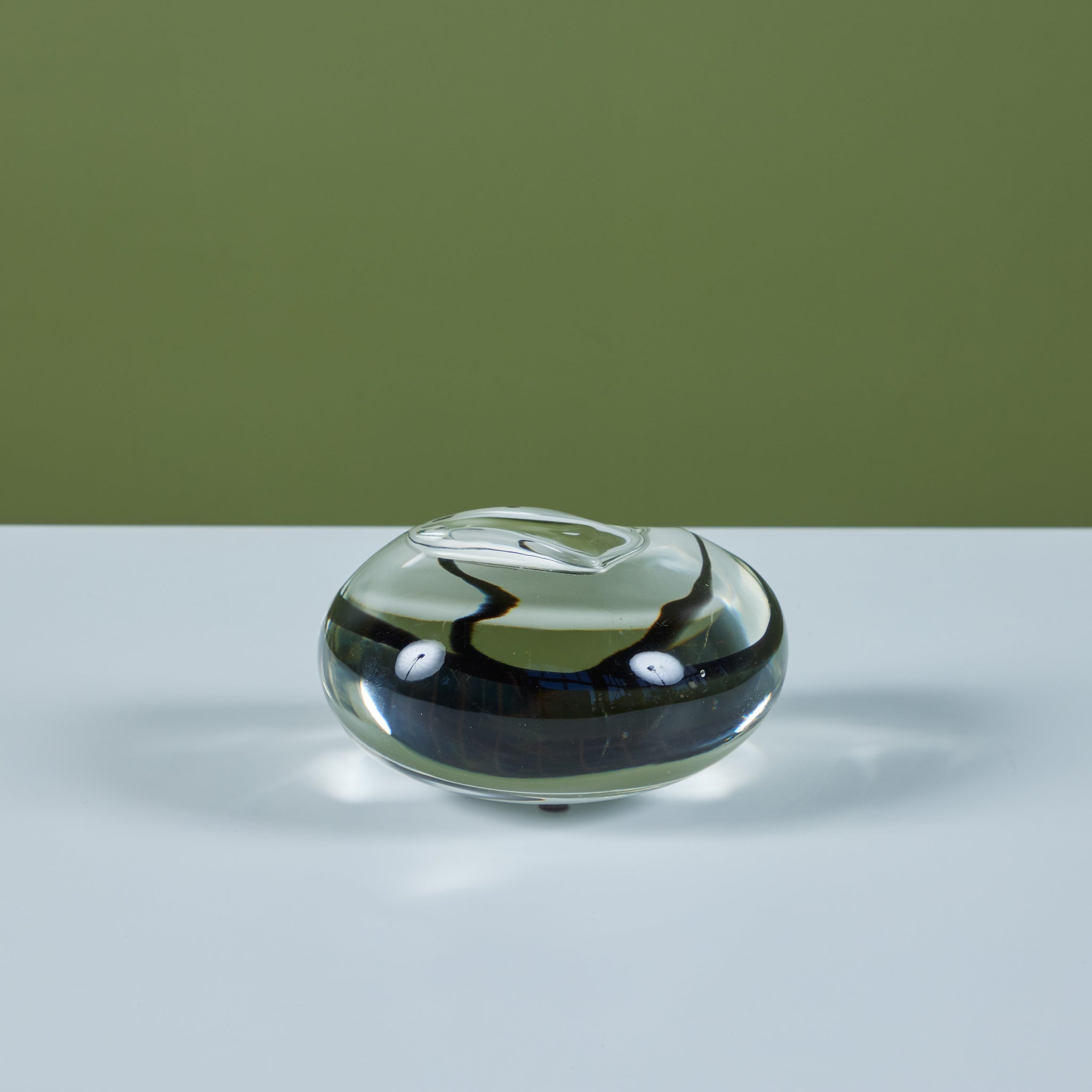 Murano Style Glass Vide Poche with Black Accent