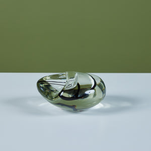 Murano Style Glass Vide Poche with Black Accent