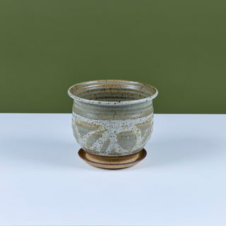 Glazed Stoneware Table Planter with Water Catch