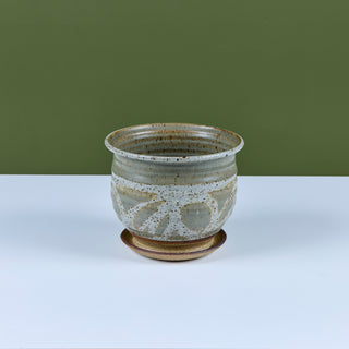 Glazed Stoneware Table Planter with Water Catch