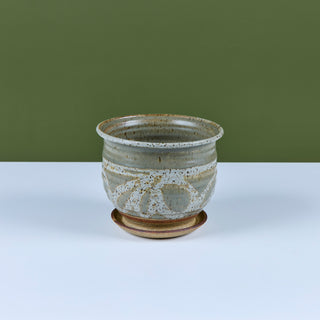 Glazed Stoneware Table Planter with Water Catch