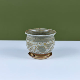 Glazed Stoneware Table Planter with Water Catch