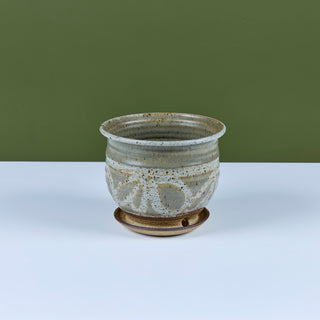 Glazed Stoneware Table Planter with Water Catch
