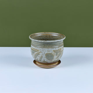 Glazed Stoneware Table Planter with Water Catch