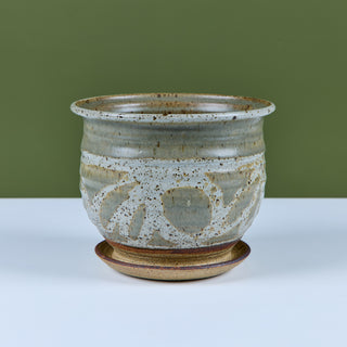 Glazed Stoneware Table Planter with Water Catch