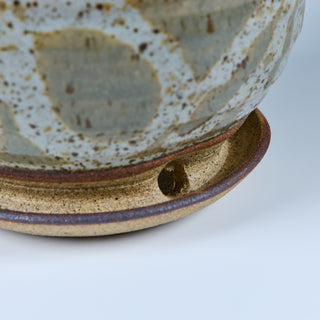 Glazed Stoneware Table Planter with Water Catch