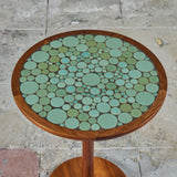 Gordon & Jane Martz Sea Foam Green Coin Tile Mosaic Side Table