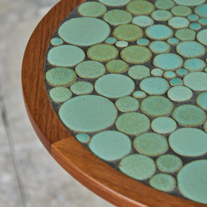 ON HOLD ** Gordon & Jane Martz Sea Foam Green Coin Tile Mosaic Side Table
