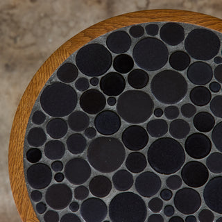 Gordon & Jane Martz Mosaic Black Coin Tile Side Table