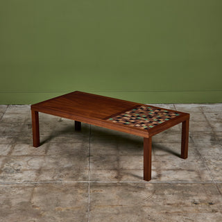 Gordon and Jane Martz Rectangular Coffee Table with Tile Inlay
