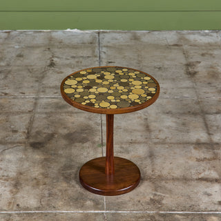 Gordon & Jane Martz Green Speckle Glazed Coin Tile Mosaic Side Table