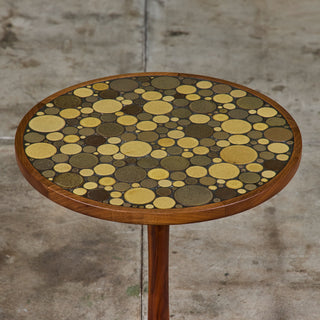 Gordon & Jane Martz Green Speckle Glazed Coin Tile Mosaic Side Table