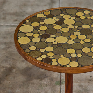 Gordon & Jane Martz Green Speckle Glazed Coin Tile Mosaic Side Table