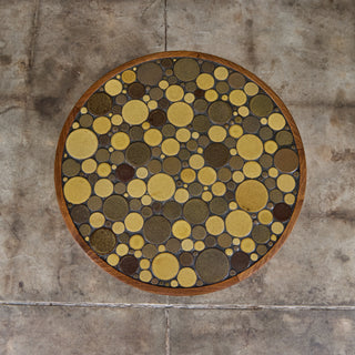 Gordon & Jane Martz Green Speckle Glazed Coin Tile Mosaic Side Table