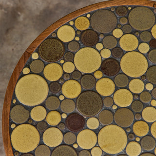 Gordon & Jane Martz Green Speckle Glazed Coin Tile Mosaic Side Table