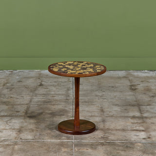 Gordon & Jane Martz Green Speckle Glazed Coin Tile Mosaic Side Table