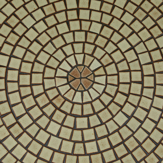 Gordon and Jane Martz Round Oak Coffee Table with Mosaic Tile