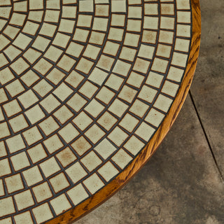 Gordon and Jane Martz Round Oak Coffee Table with Mosaic Tile
