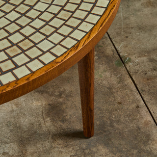 Gordon and Jane Martz Round Oak Coffee Table with Mosaic Tile