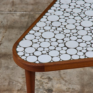 ON HOLD ** Gordon & Jane Martz White Glazed Coin Tile Mosaic Teardrop Side Table