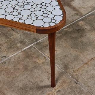 ON HOLD ** Gordon & Jane Martz White Glazed Coin Tile Mosaic Teardrop Side Table
