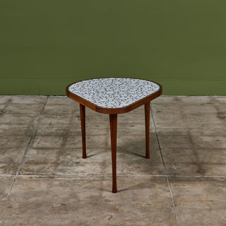 ON HOLD ** Gordon & Jane Martz White Glazed Coin Tile Mosaic Teardrop Side Table