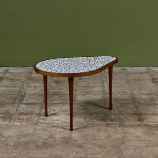 ON HOLD ** Gordon & Jane Martz White Glazed Coin Tile Mosaic Teardrop Side Table