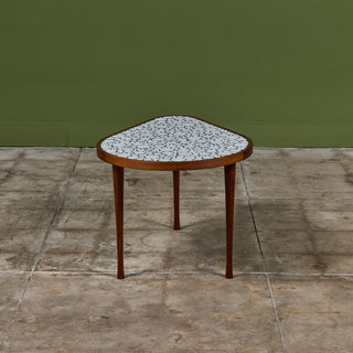 ON HOLD ** Gordon & Jane Martz White Glazed Coin Tile Mosaic Teardrop Side Table
