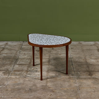 ON HOLD ** Gordon & Jane Martz White Glazed Coin Tile Mosaic Teardrop Side Table
