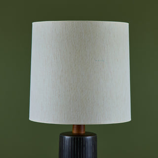Gordon and Jane Martz Oversized Dark Navy Incised Ceramic Table Lamp