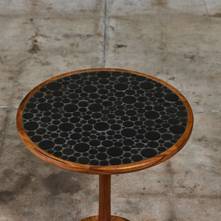 Gordon & Jane Martz Mosaic Black Coin Tile Side Table