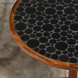 Gordon & Jane Martz Mosaic Black Coin Tile Side Table