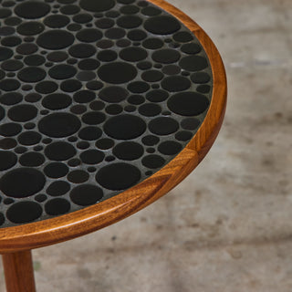 Gordon & Jane Martz Mosaic Black Coin Tile Side Table