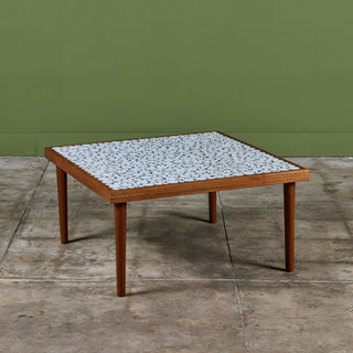 Gordon and Jane Martz White Mosaic Coin Tile Coffee Table