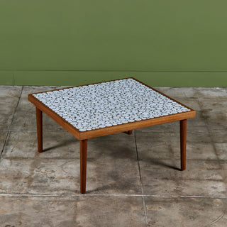 Gordon and Jane Martz White Mosaic Coin Tile Coffee Table